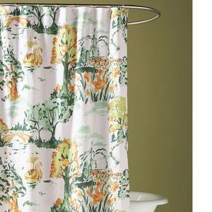 ANTHROPOLOGIE Cheri Shower Curtain - Graphic Trees - 100% Organic Cotton - NEW